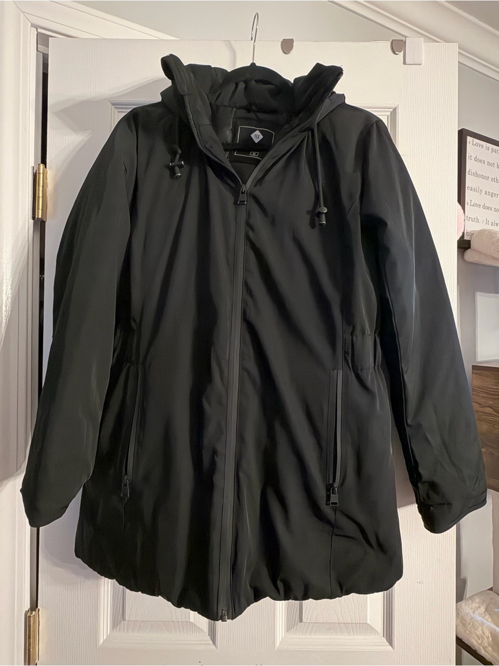 TEX Outerwear Black Hooded Insulated Utility Jacket Coat Women’s Medium